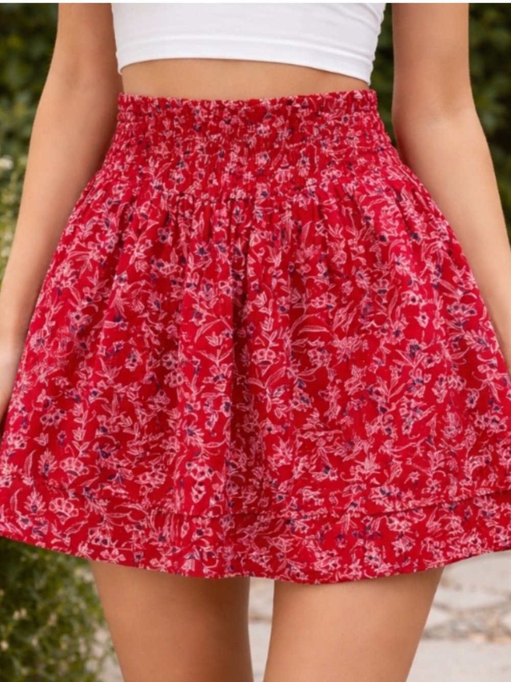 J. Jill 💮 smocked floral mini skirt large